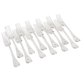 Hunt & Roskell London Silver Forks w/ Bull Crests