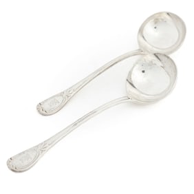 Hunt & Roskell London Silver Sauce Ladles w/ Bull