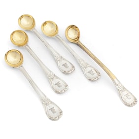 Hunt & Roskell London Silver Salt Spoons & Ladle