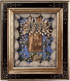 Victorian Framed Wax Bridal Crown w/ Photograph