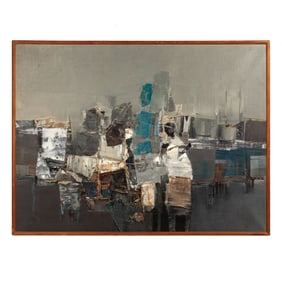 SHANTI DAVE MIDCENTURY ABSTRACT OIL & PLASTER