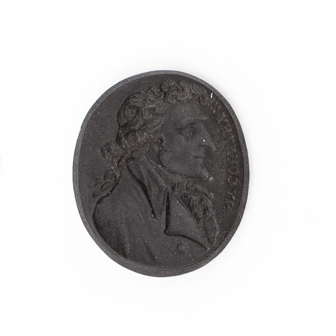 Wedgwood Basalt Thomas Paine Intaglio Seal: Late 18th century Wedgwood black basalt intaglio seal with portrait of Thomas Paine, his face in profile, with "MY COUNTRY!!!" adjacent. Impressed "WEDGWOOD" to reverse. In very good condition with on