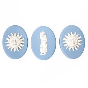 3 Wedgwood Society Blue Jasper Cameo Plaques
