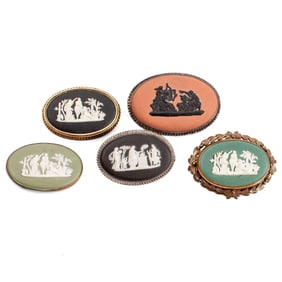 5 Wedgwood Jasperware Brooches