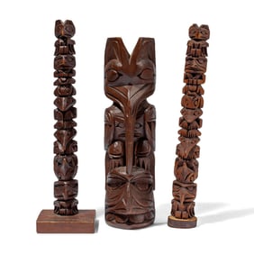 3 Ray Williams NW Coast Artist Wood Totem Poles