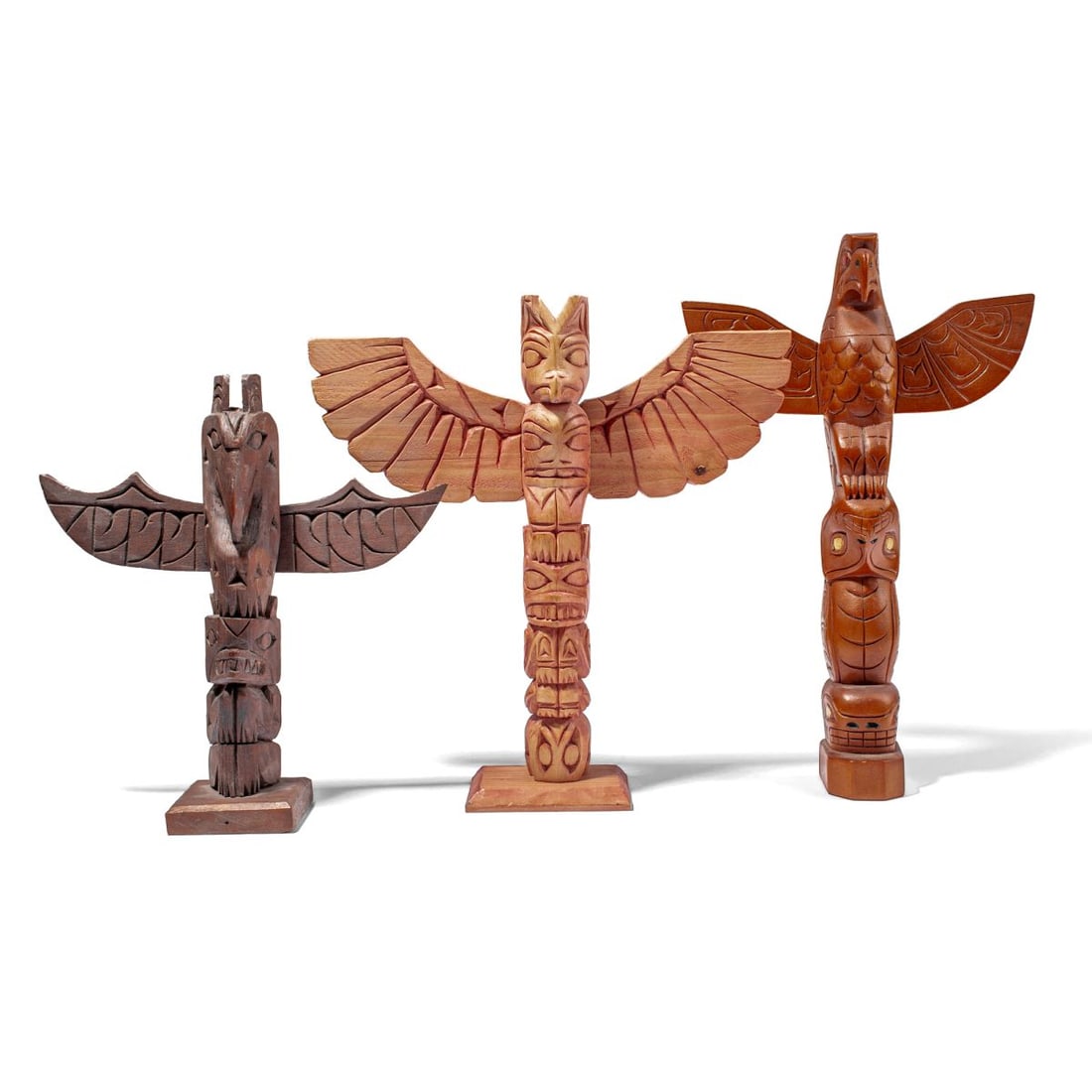 3 NW Coast Native Wood Totem Poles / John Williams (1 of 4)