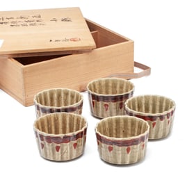 Set of Five Porcelain Bowls by Fuji Tatsukichi