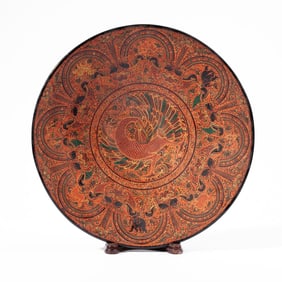 Elaborate Burmese Lacquer "Phoenix & Hatanee" Bowl