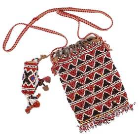 Southeast Asian Beaded Pouch & Betel Nut Container