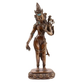 Nepalese Style Cast Bronze Figure of Standing Tara
