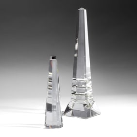 Large Baccarat Style Crystal Obelisk 16"