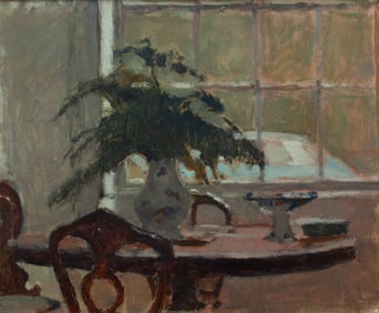 Philip Mathews Still Life in Front of Window Oil