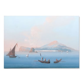 19th Century Italian "Ischia" Gouache Painting