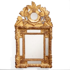Antique Italian Giltwood Pediment Mirror