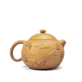 Chinese Yixing Yellow Clay "Landscape" Teapot