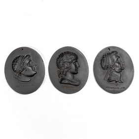 Wedgwood & Bentley Black Basalt Portrait Medallions / Antinous