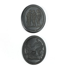 2 Wedgwood Black Basalt Intaglio Seals