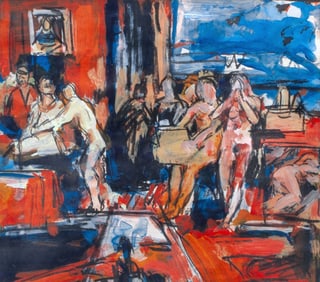 Eugene Pizzuto (WA)  "Gallery Scene" Gouache Study