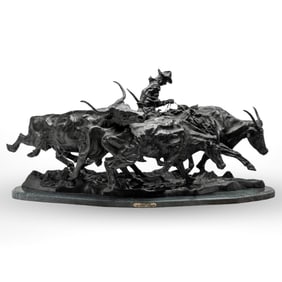 Large Frederic Remington "Stampede" Cast Bronze