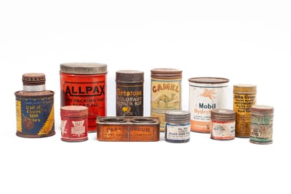 Group 11 Vintage Automotive Tin Litho Cans