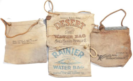 4 Vintage Canvas Water Bags / Rainier Brand