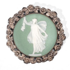 Wedgwood Green Jasper & Sterling Silver Brooch