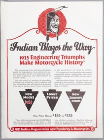 Original 1925 Indian Motorcycle Advertising Sales Brochure