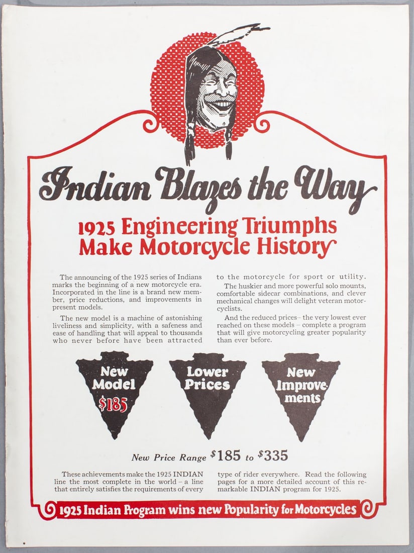 Original 1925 Indian Motorcycle Advertising Sales Brochure (1 of 5)