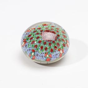 Murano Millefiori Cane Art Glass Paperweight 3.5"