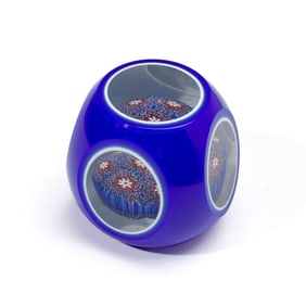 Murano Baccarat Style Cased Glass Paperweight