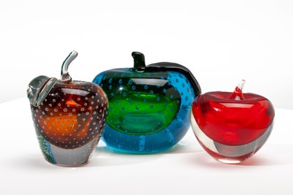 Vintage Murano Seguso Style Glass Apple Bookend