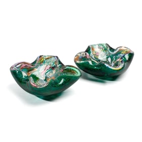 Pair Vintage Murano Glass Bowls