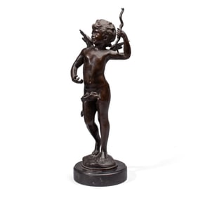 Cupid Holding Bow Cast Bronze Sculpture