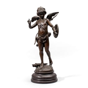 Alerte Cupid Bronze Sculpture Aft. Auguste Moreau