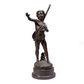 Musician Boy Bronze Sculpture Aft. Auguste Moreau