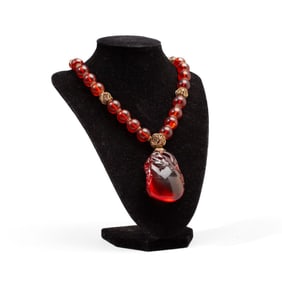 Chinese Cherry Amber "Chilong" Necklace