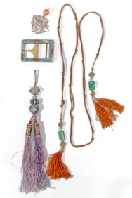 Group Asian Jewelry / Cloisonne Buckle / Silver