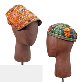 Vintage Kutch & Bukhara Uzbek Embroidered Hats