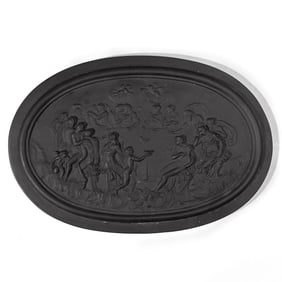 English Black Basalt / Wedgwood "Feast" Plaque