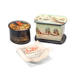 2 Russian Papier-Mache Lacquer Boxes