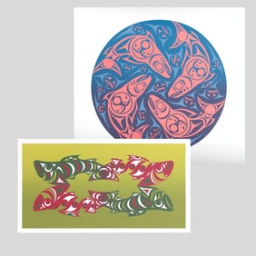 Susan Point Pair NW Coast Native Salmon Serigraphs