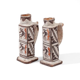 Zuni Pueblo Pottery Frog Candlesticks