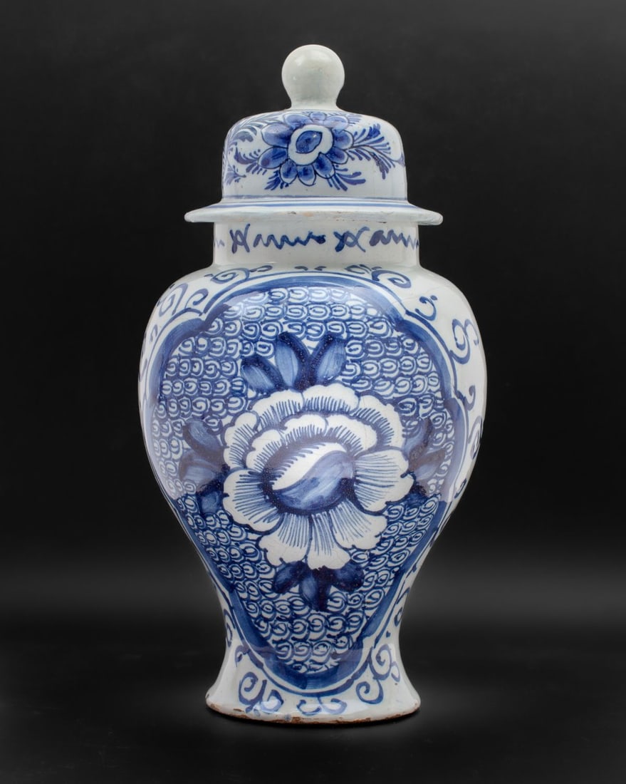 18th Century English Delft B&W Lidded Jar (1 of 9)