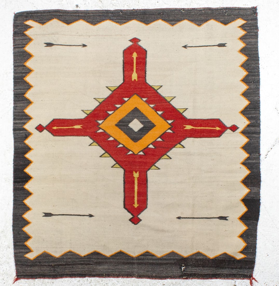 Antique "Compass Rose" Navajo Rug 40x44" (1 of 4)