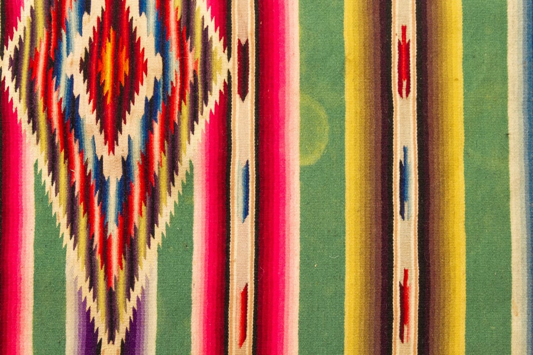 Two Mexican Wool Serapes & Sampler - 5