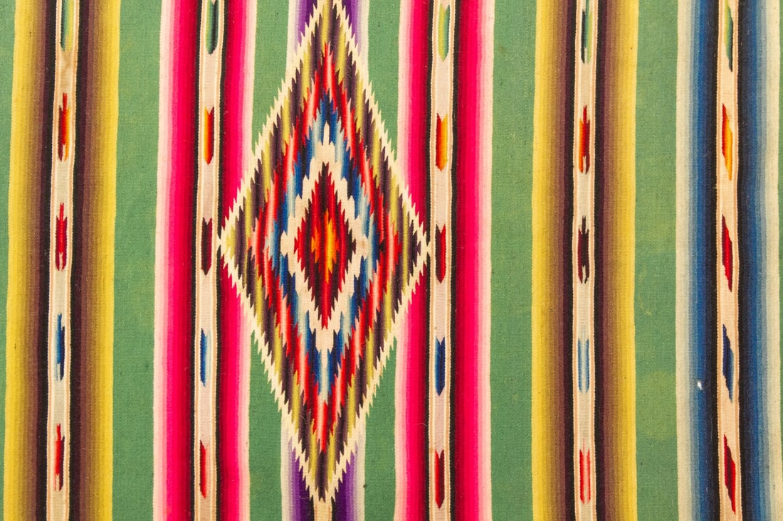 Two Mexican Wool Serapes & Sampler - 6