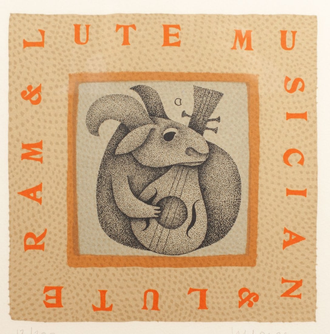 Carol Jablonsky "Ram & Flute" Signed Lithograph (1 of 4)