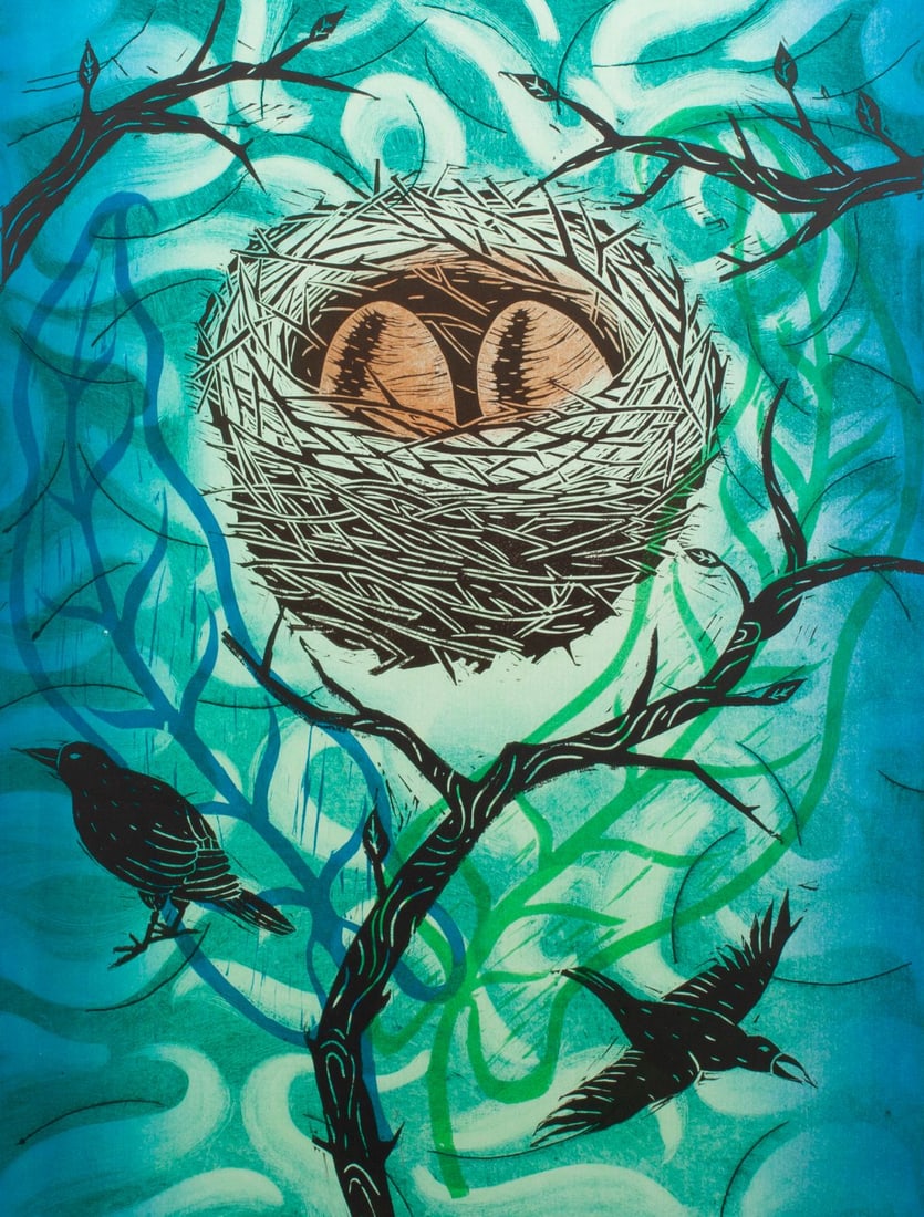 Marian Wachter (WA) "The Birds Nest" Monoprint (1 of 4)