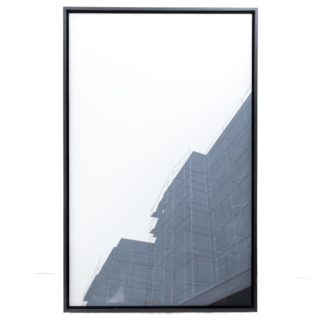 Tram Bui (WA) "Denny Way" Oil on Panel 2008: Tram Bui (b.1972 Washington) "Denny Way" oil on panel, 2008. Close-up depiction of buildings under construction along Denny Way. Unsigned. Davidson Galleries (Seattle) label at verso. In stained 