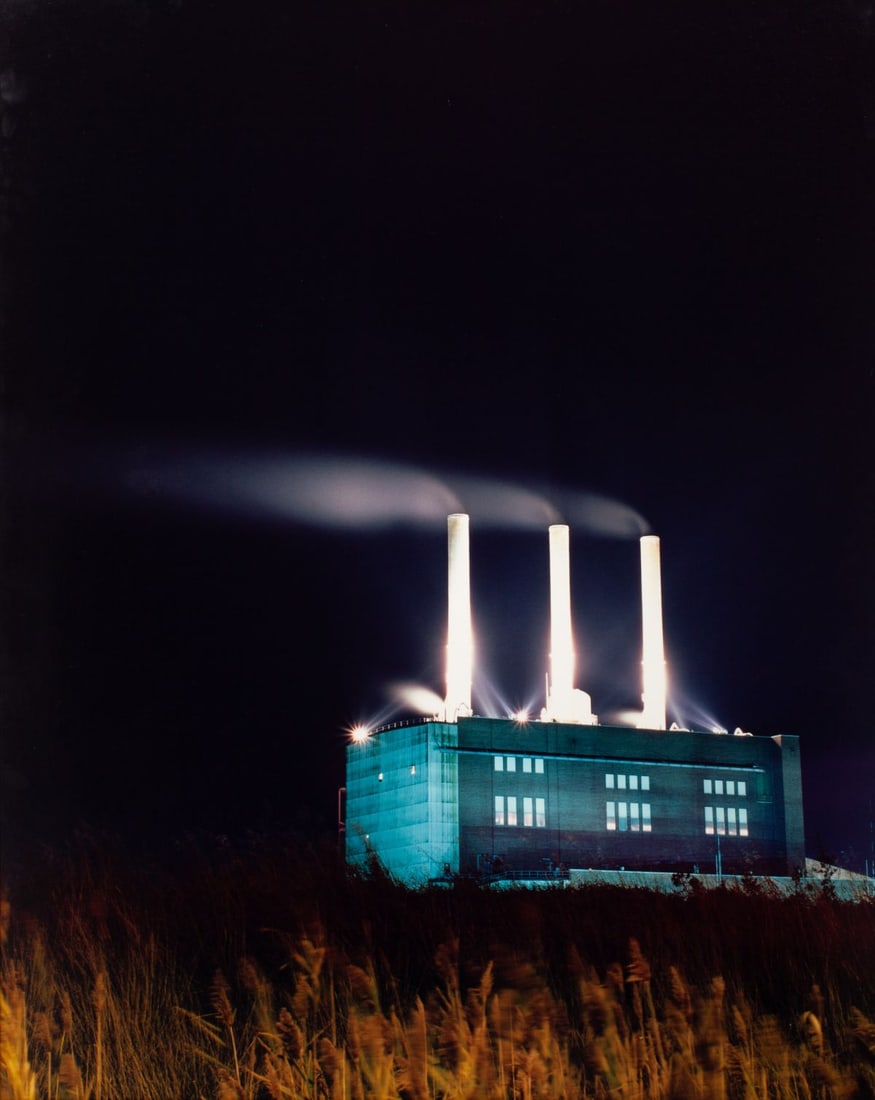 Michelle Keim (ILL) Chromogenic Print: "Toledo, Ohio Powerhouse", from Michelle Keim's series 'Iron Beauties'. Remnants of gallery labels to the reverse. Custom patinated steel frame with welded corners. 39" x 31.5" x 1.25". Keim's website